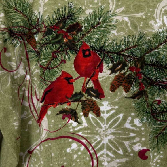 Collections Etc Winter Cardinal Birds Top Sz Large Front Back Sequins Christmas - Picture 7 of 8